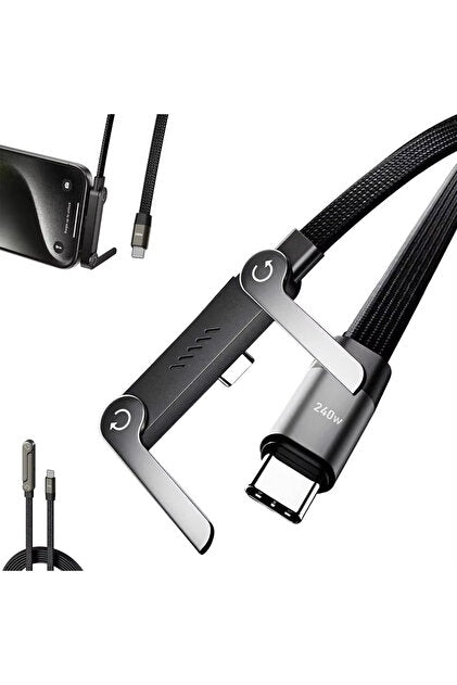 1.5m 240W Katlanabilir Stantlı Hızlı Şarj Destekli Type-C Kablo