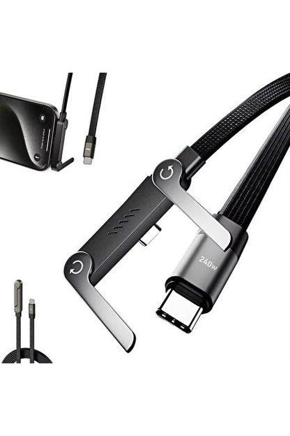 1.5m 240W Katlanabilir Stantlı Hızlı Şarj Destekli Type-C Kablo